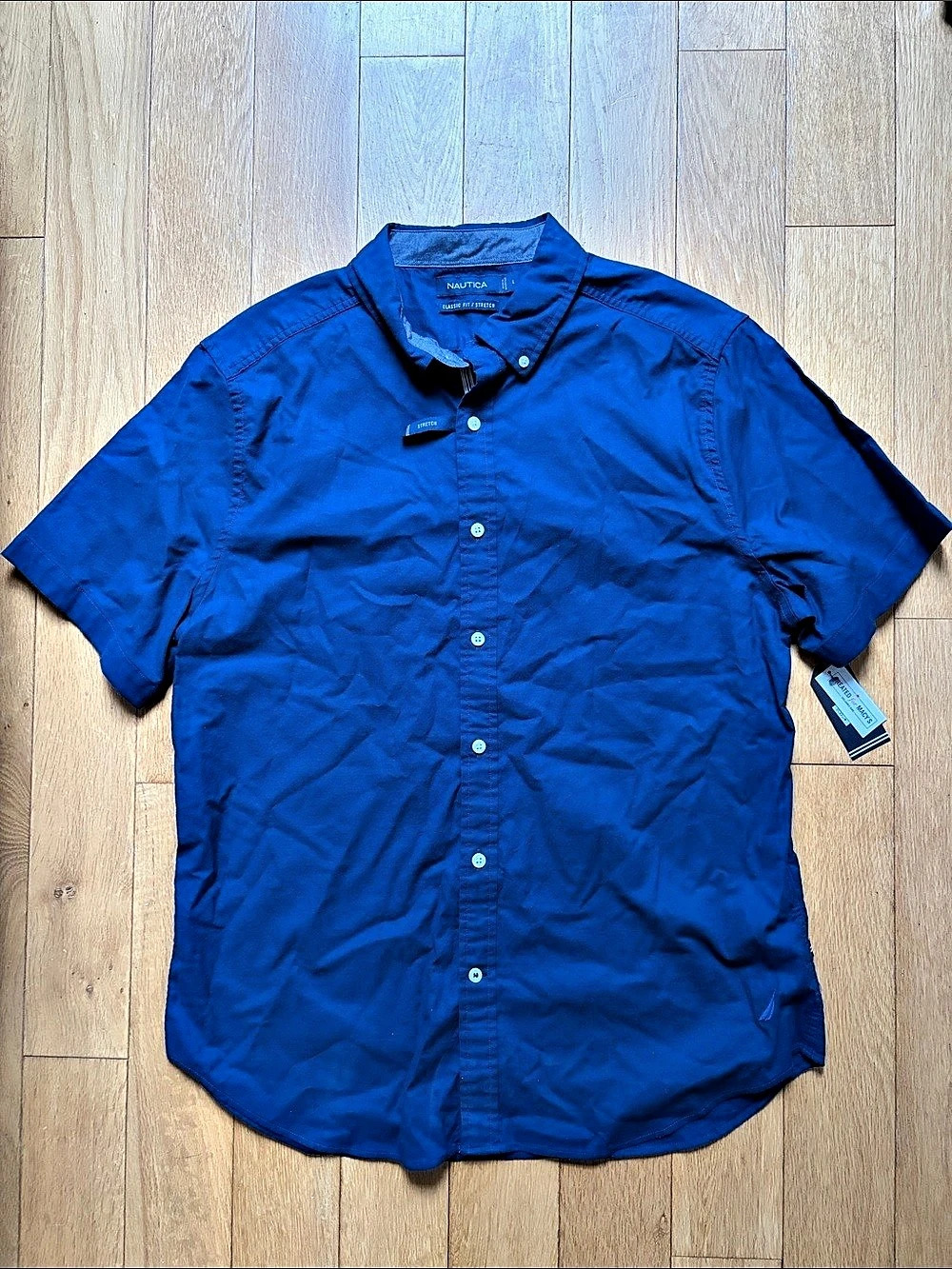 Nautica Classic Fit / Stretch Short Sleeve Shirt — Navy NWT